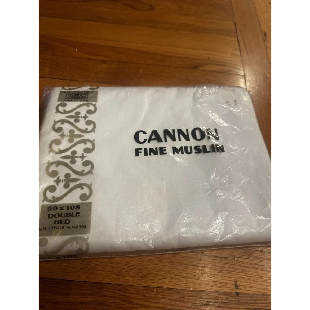 Vintage Cannon Fine Muslin 90x108 Double Bed White Sheet NEW USA Made All Cotton